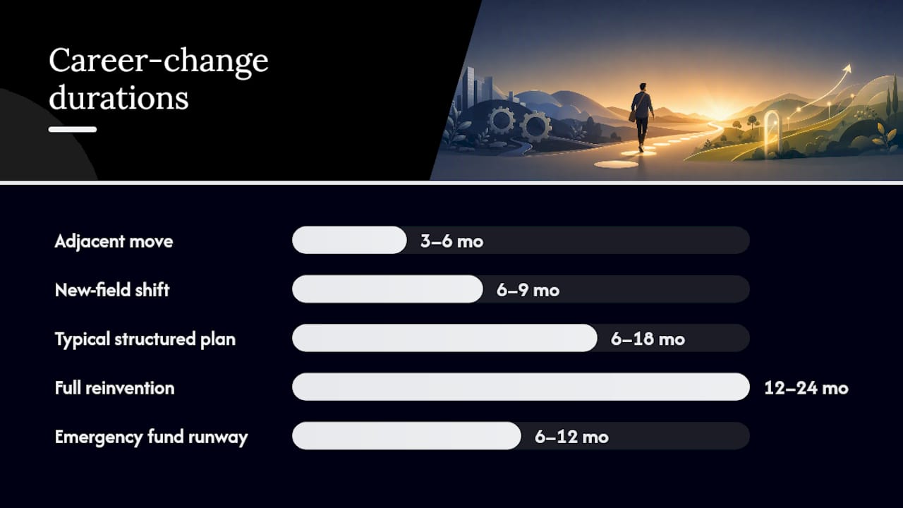 Diagram of career change timeline and financial steps
