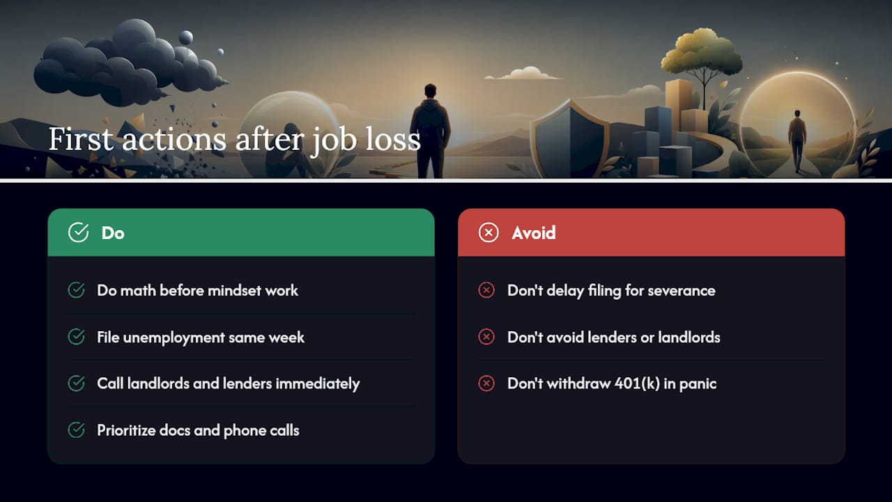 What Most Advice Gets Wrong About Coping With Job Loss — overview diagram