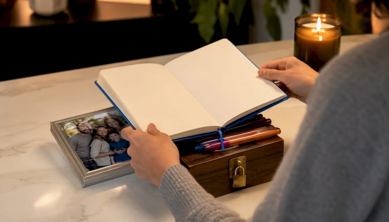 Hands layering asset protection symbols on desk