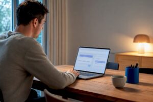 Professional configuring automated bank transfers