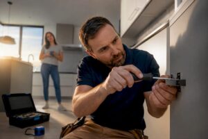Freelancer completing a home repair service