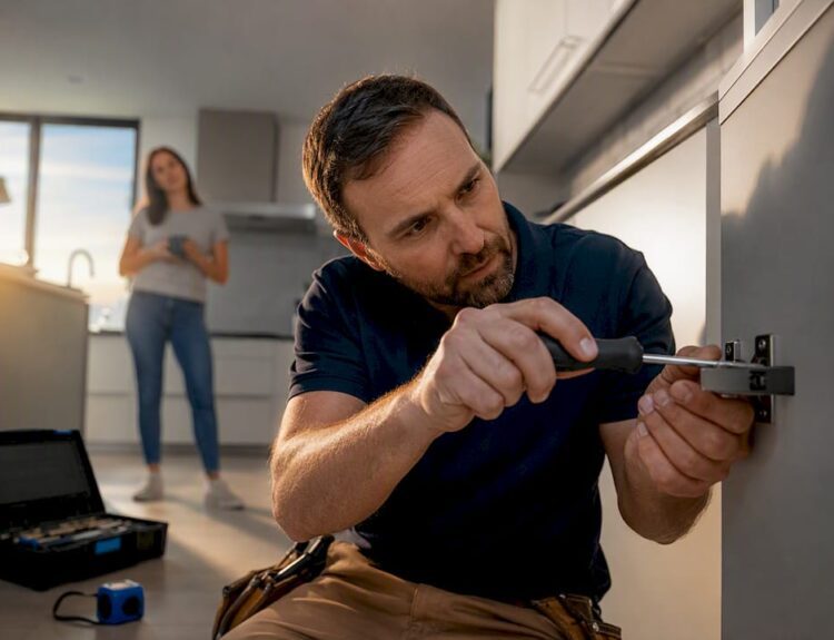 Freelancer completing a home repair service